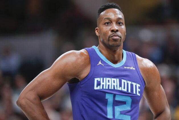 INDIANAPOLIS, IN - APRIL 10: Dwight Howard #12 of the Charlotte Hornets is seen during the game against the Indiana Pacers at Bankers Life Fieldhouse on April 10, 2018 in Indianapolis, Indiana. NOTE TO USER: User expressly acknowledges and agrees that, by downloading and or using this photograph, User is consenting to the terms and conditions of the Getty Images License Agreement.(Photo by Michael Hickey/Getty Images)