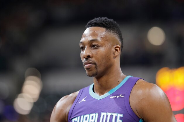 Charlotte Hornets' Dwight Howard in action during the first half of an NBA basketball game against the Indiana Pacers, Tuesday, April 10, 2018, in Indianapolis. (AP Photo/Darron Cummings)