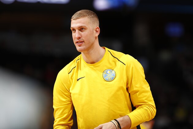 Denver Nuggets center Mason Plumlee (24) in the second half of an NBA basketball game Thursday, March 15, 2018, in Denver. The Nuggets won 120-113. (AP Photo/David Zalubowski) Denver Nuggets center Mason Plumlee (24) in the second half of an NBA basketball game Thursday, March 15, 2018, in Denver. The Nuggets won 120-113. (AP Photo/David Zalubowski)