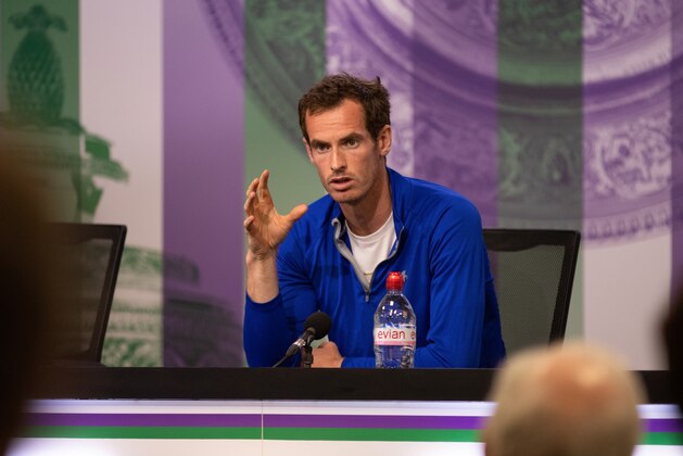 LONDON, ENGLAND - JUNE 30:  In this handout image provided by AELTC, Andy Murray GBR gives a Press Conference during the Wimbledon Lawn Tennis Championships at the All England Lawn Tennis and Croquet Club at Wimbledon on June 30, 2018 in London, England.  (Photo by AELTC/Ben Queenborough via Getty Images)