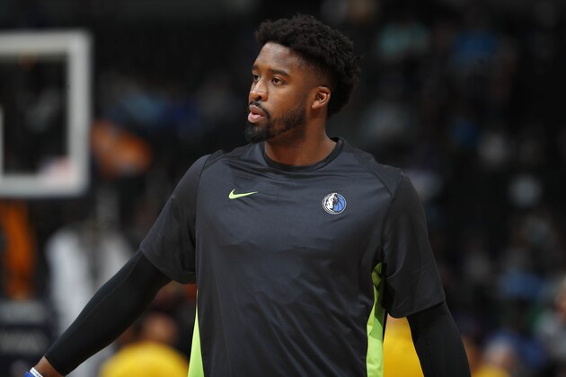 Dallas Mavericks guard Wesley Matthews (23) in the first half of an NBA basketball game Saturday, Jan. 27, 2018, in Denver. (AP Photo/David Zalubowski)