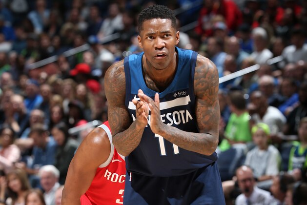 MINNEAPOLIS, MN - APRIL 23:  Jamal Crawford #11 of the Minnesota Timberwolves during the game against the Houston Rockets in Game Four of Round One of the 2018 NBA Playoffs on April 23, 2018 at Target Center in Minneapolis, Minnesota. NOTE TO USER: User expressly acknowledges and agrees that, by downloading and or using this Photograph, user is consenting to the terms and conditions of the Getty Images License Agreement. Mandatory Copyright Notice: Copyright 2018 NBAE (Photo by David Sherman/NBAE via Getty Images)