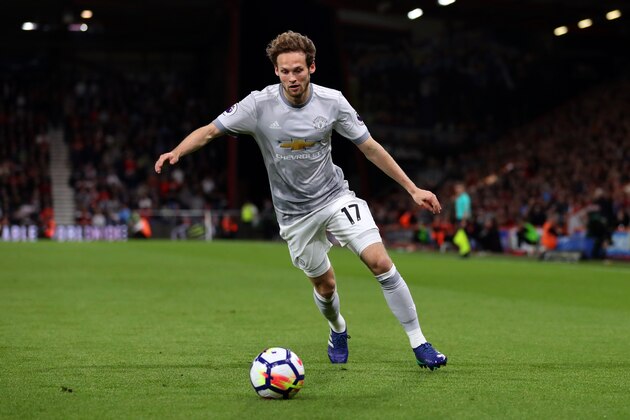 BOURNEMOUTH, ENGLAND - APRIL 18: Daley Blind of Manchester United during the Premier League match between AFC Bournemouth and Manchester United at Vitality Stadium on April 18, 2018 in Bournemouth, England. (Photo by Catherine Ivill/Getty Images)