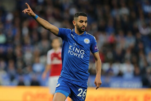 LEICESTER, ENGLAND - MAY 09: Riyad Mahrez of Leicester City during the Premier League match between Leicester City and Arsenal at The King Power Stadium on May 9, 2018 in Leicester, England. (Photo by James Williamson - AMA/Getty Images)