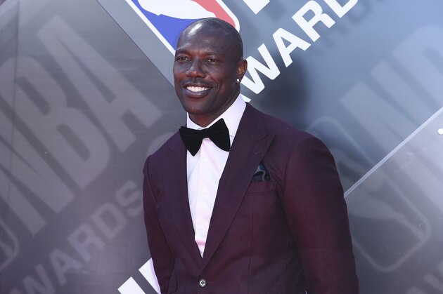 Terrell Owens arrives at the NBA Awards on Monday, June 25, 2018, at the Barker Hangar in Santa Monica, Calif. (Photo by Richard Shotwell/Invision/AP)
