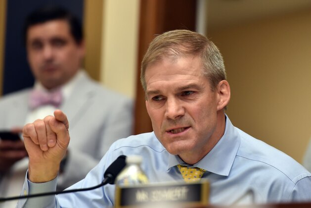 Republican US Representative for Ohio, Jim Jordan, asks a question during a congressional House Judiciary Committee hearing on 'Oversight of FBI and DOJ Actions Surrounding the 2016 Election,' in Washington, DC, on June 28 2018. (Photo by Nicholas Kamm / AFP)        (Photo credit should read NICHOLAS KAMM/AFP/Getty Images)