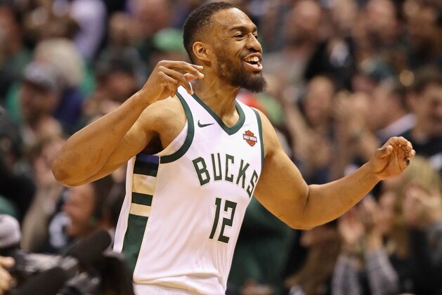 MILWAUKEE, WI - APRIL 22:  Jabari Parker #12 of the Milwaukee Bucks celebrates after hitting a shot against the Boston Celtics during Game Four of Round One of the 2018 NBA Playoffs at the Bradley Center on April 22, 2018 in Milwaukee, Wisconsin. NOTE TO USER: User expressly acknowledges and agrees that, by downloading and or using this photograph, User is consenting to the terms and conditions of the Getty Images License Agreement.  (Photo by Jonathan Daniel/Getty Images)