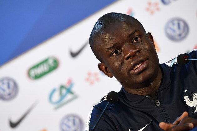 France's midfielder N'Golo Kante gives a press conference in Istra, west of Moscow on June 17, 2018, ahead of their Russia 2018 World Cup Group C football match against Peru. (Photo by FRANCK FIFE / AFP)        (Photo credit should read FRANCK FIFE/AFP/Getty Images)