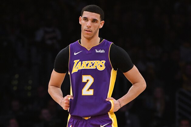 LOS ANGELES, CA - MARCH 28:  Lonzo Ball #2 of the Los Angeles Lakers stands on the court during the game against the Dallas Mavericks at Staples Center on March 28, 2018 in Los Angeles, California.  (Photo by Jayne Kamin-Oncea/Getty Images)  NOTE TO USER: User expressly acknowledges and agrees that, by downloading and or using this photograph, User is consenting to the terms and conditions of the Getty Images License Agreement.  (Photo by Jayne Kamin-Oncea/Getty Images)