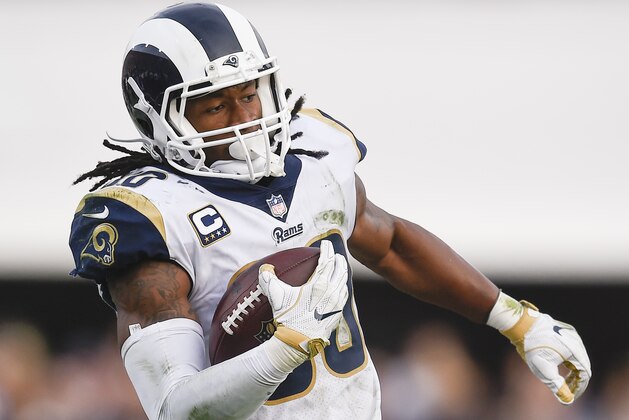 Los Angeles Rams running back Todd Gurley II in action during the second half of an NFL football game against the Philadelphia Eagles Sunday, Dec. 10, 2017, in Los Angeles. (AP Photo/Kelvin Kuo)