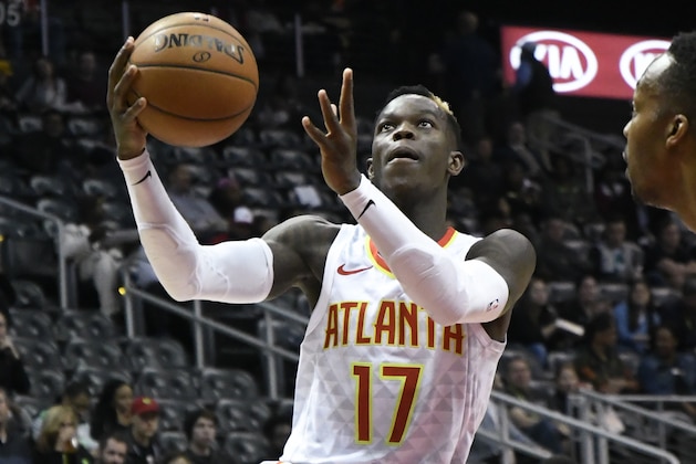 Atlanta Hawks guard Dennis Schroder shoots against the Charlotte Hornets during the second half of an NBA basketball game Thursday, March 15, 2018, in Atlanta. (AP Photo/John Amis)