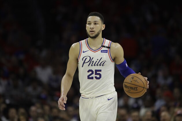 Philadelphia 76ers' Ben Simmons in action during Game 4 of an NBA basketball second-round playoff series against the Boston Celtics, Monday, May 7, 2018, in Philadelphia. (AP Photo/Matt Slocum)