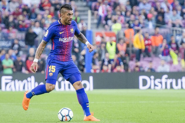 BARCELONA, SPAIN - MAY 09: Jose Paulo Bezerra Maciel Junior, Paulinho, of FC Barcelona in action during the La Liga 2017-18 match between FC Barcelona and Villarreal CF at Camp Nou on May 09 2018 in Barcelona, Spain. (Photo by Power Sport Images/Getty Images)