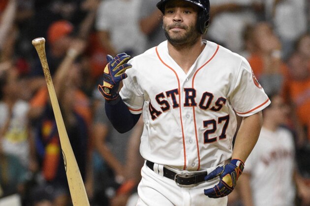 Houston Astros' Jose Altuve tosses his bat after hitting a two-run home run off Chicago White Sox starting pitcher Carlos Rodon during the fifth inning of a baseball game, Thursday, July 5, 2018, in Houston. (AP Photo/Eric Christian Smith)