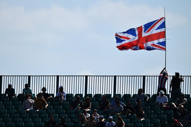 A Union flag flutters in the breeze during the second practice session at Silverstone motor racing circuit in Silverstone, central England, on July 6, 2018 ahead of the British Formula One Grand Prix. (Photo by Andrej ISAKOVIC / AFP)        (Photo credit should read ANDREJ ISAKOVIC/AFP/Getty Images)