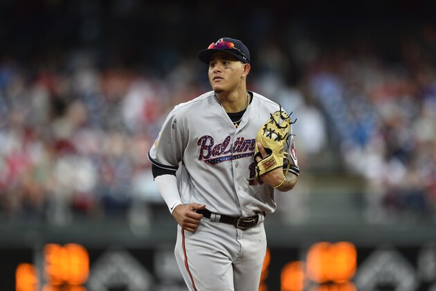 Baltimore Orioles' Manny Machado in action during a baseball game against the Philadelphia Phillies, Wednesday, July 4, 2018, in Philadelphia. (AP Photo/Derik Hamilton)