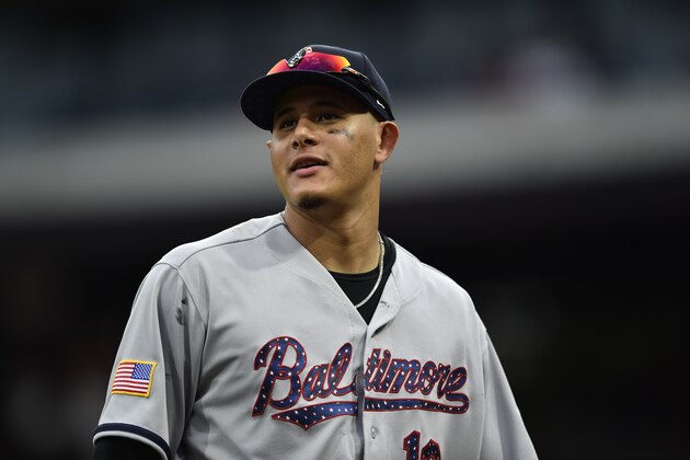 Baltimore Orioles' Manny Machado in action during a baseball game against the Philadelphia Phillies, Wednesday, July 4, 2018, in Philadelphia. (AP Photo/Derik Hamilton)