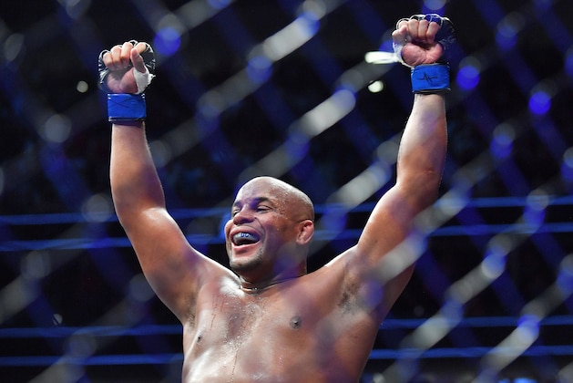 LAS VEGAS, NV - JULY 07:  Daniel Cormier celebrates after defeating Stipe Miocic in their heavyweight championship fight at T-Mobile Arena on July 7, 2018 in Las Vegas, Nevada. Cormier won by first round knockout.  (Photo by Sam Wasson/Getty Images)