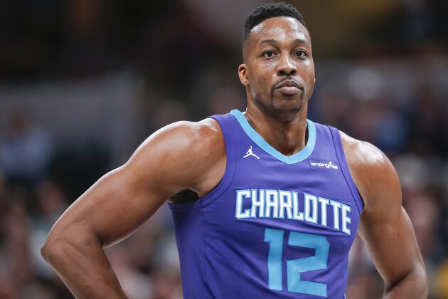 INDIANAPOLIS, IN - APRIL 10: Dwight Howard #12 of the Charlotte Hornets is seen during the game against the Indiana Pacers at Bankers Life Fieldhouse on April 10, 2018 in Indianapolis, Indiana. NOTE TO USER: User expressly acknowledges and agrees that, by downloading and or using this photograph, User is consenting to the terms and conditions of the Getty Images License Agreement.(Photo by Michael Hickey/Getty Images)