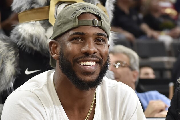 LAS VEGAS, NV - JULY 5: Chris Paul #3 of the Houston Rockets attends the game between the Chicago Sky and the Las Vegas Aces on July 5, 2018 at the Mandalay Bay Events Center in Las Vegas, Nevada.  NOTE TO USER: User expressly acknowledges and agrees that, by downloading and or using this Photograph, user is consenting to the terms and conditions of the Getty Images License Agreement. Mandatory Copyright Notice: Copyright 2018 NBAE (Photo by David Becker/NBAE via Getty Images)