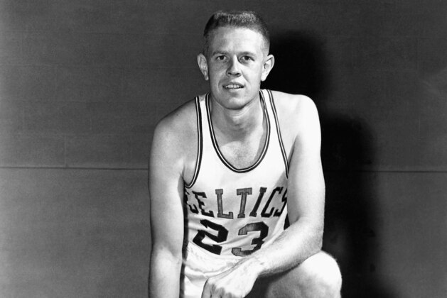 1950: Frank Ramsey #23 of the Boston Celtics poses for a  portrait circa 1950's.  NOTE TO USER: User expressly acknowledges  and agrees that, by downloading and or using this  photograph, User is consenting to the terms and conditions of the Getty Images License Agreement.  (Photo by NBA Photo Library/ NBAE via Getty Images)