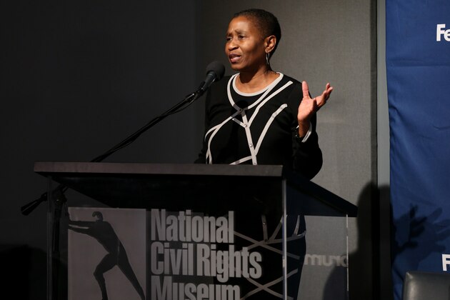MEMPHIS, TN - JANUARY 14:  Michele Roberts participates in MLK Sports Legacy Award and a tour of the National Civil Rights Museum on January 14, 2018 at the National Civil Rights Museum at the Lorraine Motel in Memphis, Tennessee. NOTE TO USER: User expressly acknowledges and agrees that, by downloading and or using this photograph, User is consenting to the terms and conditions of the Getty Images License Agreement. Mandatory Copyright Notice: Copyright 2018 NBAE (Photo by Joe Murphy/NBAE via Getty Images)