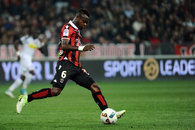 Nice's Ivorian midfielder Jean Michael Seri kicks the ball during the French L1 football match Nice vs Angers on May 14, 2017, at the Allianz Riviera stadium in Nice, southeastern France. / AFP PHOTO / Franck PENNANT        (Photo credit should read FRANCK PENNANT/AFP/Getty Images)