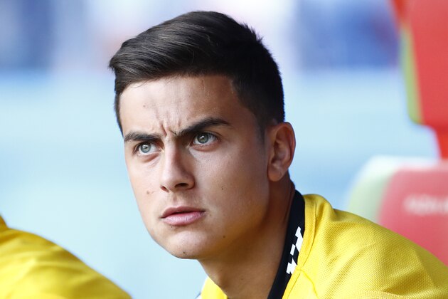 Argentina's forward Paulo Dybala looks on before the Russia 2018 World Cup round of 16 football match between France and Argentina at the Kazan Arena in Kazan on June 30, 2018. (Photo by BENJAMIN CREMEL / AFP) / RESTRICTED TO EDITORIAL USE - NO MOBILE PUSH ALERTS/DOWNLOADS        (Photo credit should read BENJAMIN CREMEL/AFP/Getty Images)