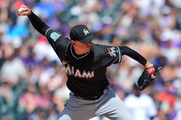 DENVER, CO - JUNE 23: Brad Ziegler #29 of the Miami Marlins pitches against the Colorado Rockies at Coors Field on June 23, 2018 in Denver, Colorado.  (Photo by Dustin Bradford/Getty Images)
