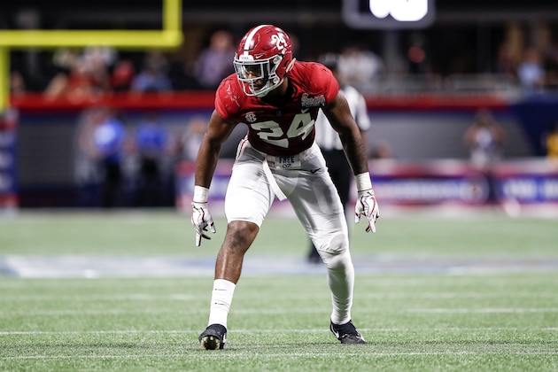 ATLANTA, GA - SEPTEMBER 02: Linebacker Terrell Lewis #24 of the #1 ranked Alabama Crimson Tide playing against the #3 ranked Florida State Seminoles during the Chick-fil-A Kickoff Game at Mercedes-Benz Stadium on September 2, 2017 in Atlanta, Georgia. Alabama defeated Florida State 24 to 7. (Photo by Don Juan Moore/Getty Images)