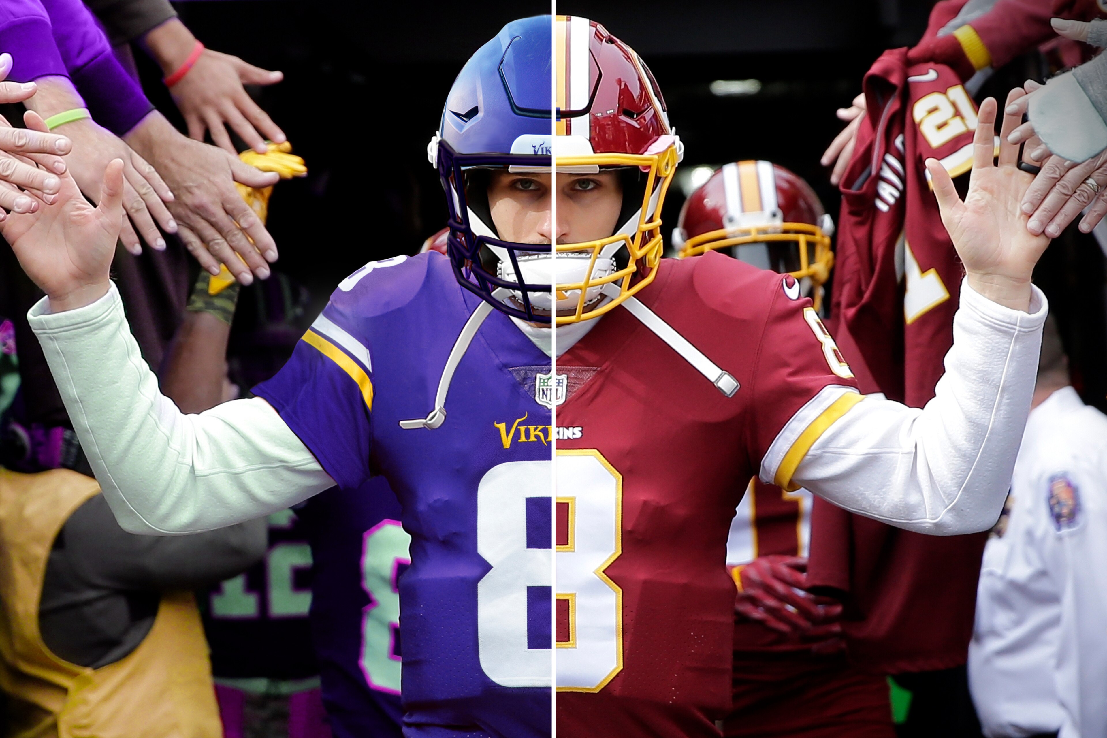 Minnesota Vikings new quarterback Kirk Cousins addresses the media after he was introduced during a news conference, after signing a three-year, $84 million contract, at the NFL football team's new headquarters Thursday, March 15, 2018, in Eagan, Minn. (AP Photo/Jim Mone)