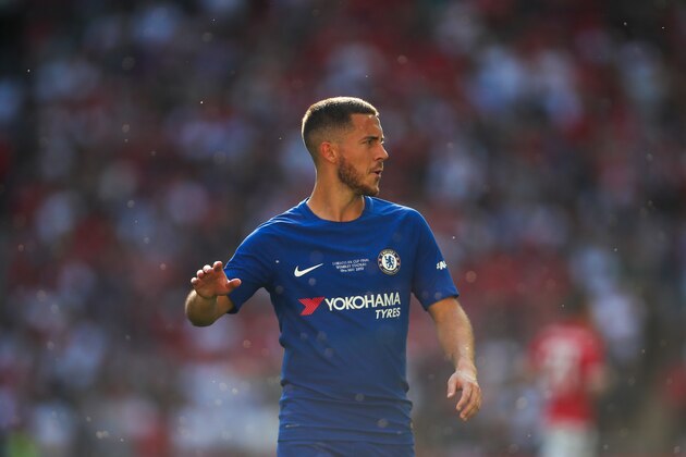 LONDON, ENGLAND - MAY 19: Eden Hazard of Chelsea during The Emirates FA Cup Final between Chelsea and Manchester United at Wembley Stadium on May 19, 2018 in London, England. (Photo by Robbie Jay Barratt - AMA/Getty Images)