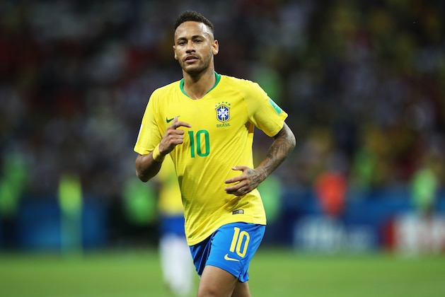 KAZAN, RUSSIA - JULY 06: Neymar of Brazil is seen during the 2018 FIFA World Cup Russia Quarter Final match between Winner Game 53 and Winner Game 54 at Kazan Arena on July 6, 2018 in Kazan, Russia. (Photo by Ian MacNicol/Getty Images) KAZAN, RUSSIA - JULY 06: Neymar of Brazil is seen during the 2018 FIFA World Cup Russia Quarter Final match between Winner Game 53 and Winner Game 54 at Kazan Arena on July 6, 2018 in Kazan, Russia. (Photo by Ian MacNicol/Getty Images)