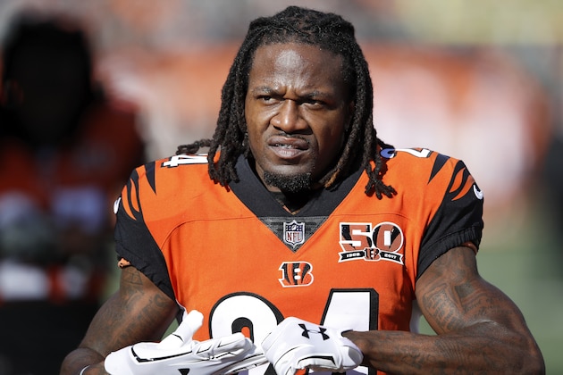 CINCINNATI, OH - NOVEMBER 26: Adam Jones #24 of the Cincinnati Bengals looks on during a game against the Cleveland Browns at Paul Brown Stadium on November 26, 2017 in Cincinnati, Ohio. The Bengals won 30-16. (Photo by Joe Robbins/Getty Images)