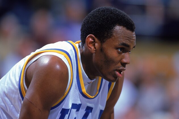 11 Mar 2000: Billy Knight #3 of the UCLA Bruins rests on the court during a game against the Washington Huskies at the Pauley Pavilion in Westwood, California The Bruins defeated the Huskies 90-64. Mandatory Credit: Jeff Gross  /Allsport