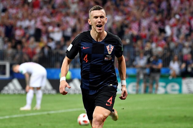 Croatia's forward Ivan Perisic celebrates after scoring the equaliser during the Russia 2018 World Cup semi-final football match between Croatia and England at the Luzhniki Stadium in Moscow on July 11, 2018. (Photo by Alexander NEMENOV / AFP) / RESTRICTED TO EDITORIAL USE - NO MOBILE PUSH ALERTS/DOWNLOADS        (Photo credit should read ALEXANDER NEMENOV/AFP/Getty Images)