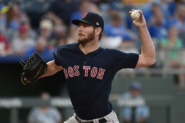 KANSAS CITY, MO - JULY 6: Chris Sale #41 of the Boston Red Sox throws in the first inning against the Kansas City Royals at Kauffman Stadium on July 6, 2018 in Kansas City, Missouri.  (Photo by Ed Zurga/Getty Images)