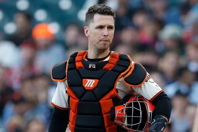 SAN FRANCISCO, CA - JULY 05: Catcher Buster Posey #28 of the San Francisco Giants looks on during the first inning of the game against the St Louis Cardinals at AT&T Park on July 5, 2018 in San Francisco, California. (Photo by Lachlan Cunningham/Getty Images)