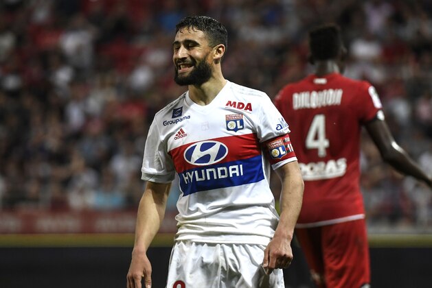 Lyon's French midfielder Nabil Fekir racts after losing a goal during the French L1 football match between Dijon FCO and Olympique Lyonnais, on April 20, 2018, at the Gaston Gérard Stadium in Dijon, central France. (Photo by PHILIPPE DESMAZES / AFP)        (Photo credit should read PHILIPPE DESMAZES/AFP/Getty Images)