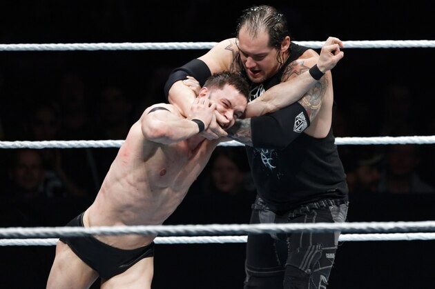 PARIS, FRANCE - MAY 19:  Finn Balor (L) in action vs Baron Corbin during WWE Live AccorHotels Arena Popb Paris Bercy on May 19, 2018 in Paris, France.  (Photo by Sylvain Lefevre/Getty Images)