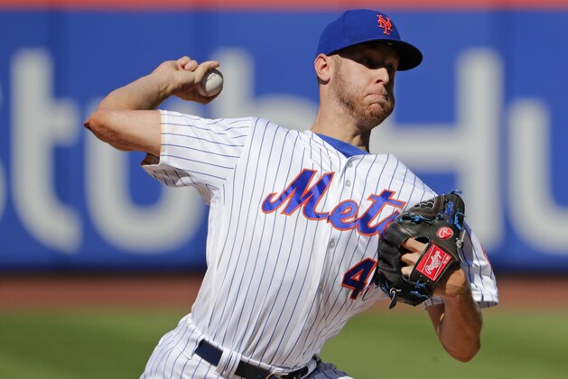 New York Mets' Zack Wheeler delivers a pitch during the first inning in the first game of a baseball doubleheader against the Philadelphia Phillies, Monday, July 9, 2018, in New York. (AP Photo/Frank Franklin II)