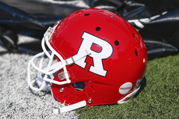 CHAMPAIGN, IL - OCTOBER 14: A Rutgers Scarlet Knights helmet is seen on the sidelines during the game against the Illinois Fighting Illini at Memorial Stadium on October 14, 2017 in Champaign, Illinois. (Photo by Michael Hickey/Getty Images)