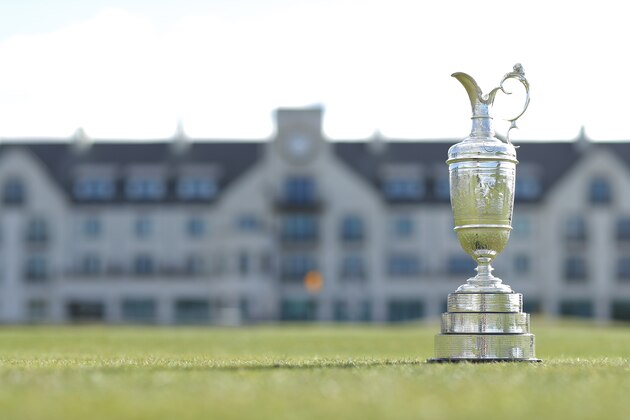 CARNOUSTIE, SCOTLAND - APRIL 24: A view of The Claret Jug for The Open Championship media day at Carnoustie Golf Links on April 24, 2018 in Carnoustie, Scotland. The 147th Open Championship will take place at Carnoustie between 19th-22nd July 2018 (Photo by Richard Heathcote/Getty Images)