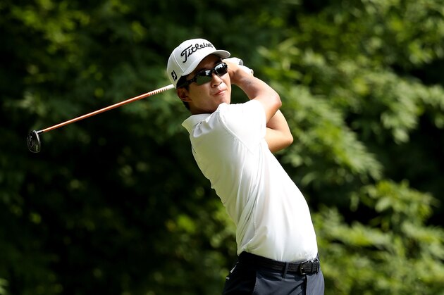 SILVIS, IL - JULY 14:  Michael Kim hits a tee shot on the sixth tee during the third round of the John Deere Classic at TPC Deere Run on July 14, 2018 in Silvis, Illinois.  (Photo by Streeter Lecka/Getty Images)
