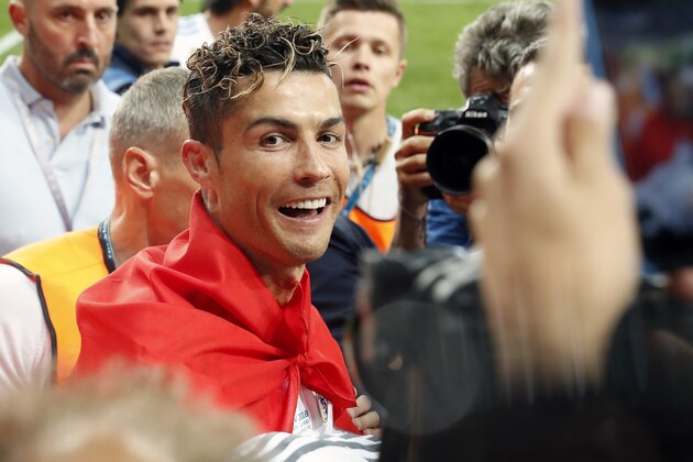 Cristiano Ronaldo of Real Madrid during the UEFA Champions League final between Real Madrid and Liverpool on May 26, 2018 at NSC Olimpiyskiy Stadium in Kyiv, Ukraine(Photo by VI Images via Getty Images)