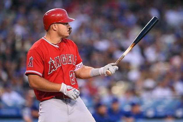 LOS ANGELES, CA - JULY 13: Mike Trout #27 of the Los Angeles Angels of Anaheim at bat during the MLB game against the Los Angeles Dodgers at Dodger Stadium on July 13, 2018 in Los Angeles, California. (Photo by Masterpress/Getty Images) LOS ANGELES, CA - JULY 13: Mike Trout #27 of the Los Angeles Angels of Anaheim at bat during the MLB game against the Los Angeles Dodgers at Dodger Stadium on July 13, 2018 in Los Angeles, California. (Photo by Masterpress/Getty Images)