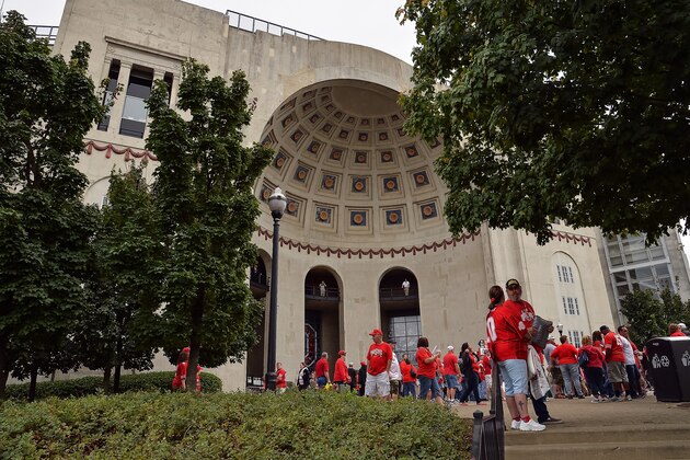 COLUMBUS, OH - SEPTEMBER 26:  A general view of the exterior of Ohio Stadium before the Ohio State Buckeyes play against the Western Michigan Broncos on September 26, 2015 in Columbus, Ohio.   (Photo by Jamie Sabau/Getty Images)