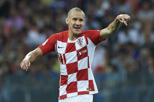 MOSCOW, RUSSIA - JULY 15:  Domagoj Vida of Croatia reacts during the 2018 FIFA World Cup Russia Final between France and Croatia at Luzhniki Stadium on July 15, 2018 in Moscow, Russia.  (Photo by Quality Sport Images/Getty Images)
