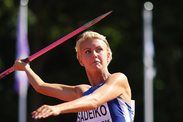 TALLINN, ESTONIA - JULY 10: Grete Sadeiko of Estonia competes in the Heptathlon Javelin Throw on day two of the European Athletics U23 Championships at Kadriorg Stadium on July 9, 2015 in Tallinn, Estonia.  (Photo by Joosep Martinson/Getty Images)