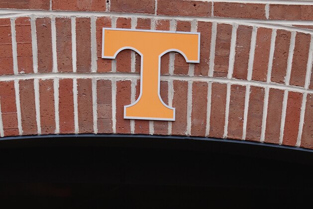 KNOXVILLE, TN - SEPTEMBER 12: Detail view of the Tennessee Volunteers logo as the team takes the field before the game against the UCLA Bruins at Neyland Stadium on September 12, 2009 in Knoxville, Tennessee. The Bruins won 19-15. (Photo by Joe Robbins/Getty Images)